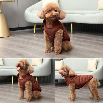 JoyDaog Fleece Lined Dog Jacket for Medium Dogs,Winter Dog Coat,Brown L - color: Brown, size: Large