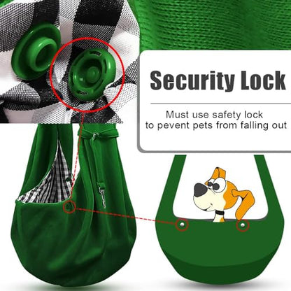 Tomkas Small Dog Cat Sling Carrier Puppy Purse Travel Wrap Soft Crossbody Pet Bag (Emerald Green, M - Classic Pocket & Classic Strap) - color: Emerald Green