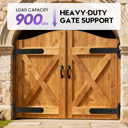 Heavy Duty Gate Hinges 900Lbs, 13" Bolt/Weld, Matte Black | Carbon steel,On with Built-in Ball Bearings;180° One-Way Open;fits barn, shed, farm, fence & garage doors