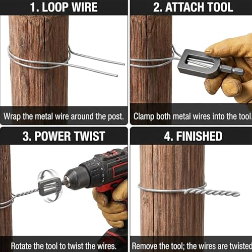 Wire Twister Tool for Drill, Wire Nut Twister Knotter 2pcs Fence Wire Steel Rebar Tying Tool with 6mm Hex Shank, Electric Drill Wire Twister for Fencing Rebar Tying Garage Door Spring Winding (#9+#11)