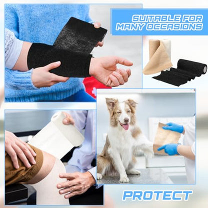 Nuanchu 3 Pcs Self Adhesive Cohesive Wrap Bandage 6inch x 5yard, Multicolor - color: Multicolor