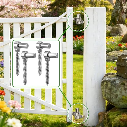 Coloch 4 Pack Stainless Steel Gate Hinges for Farm Fence, One Piece Molding Lag Screw Eye Hinges M16 Heavy Duty Pin Hinge Bolts Fit 5/8” Pin for Wood Fence, Garden, Barn Doors