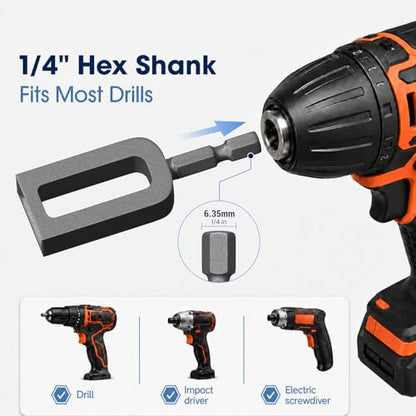 Electric Drill Wire Twisting Tool, Wire Twister Attachment for Drill with 1/4" Hex Shank, Durable Alloy Steel Tool for Fence Repair, Rebar Tying, Wire Bundling and Construction(2 Pack)