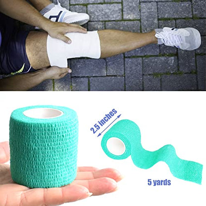 2 Inches Self Adhesive Bandage Wrap, 9 Pack, Middle Green - color: Middle Green, size: 2 Inch