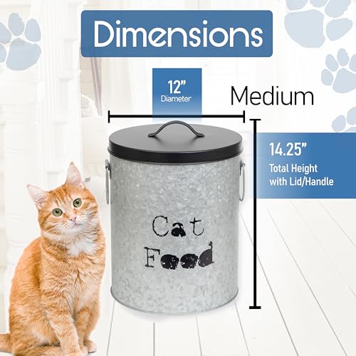 Medium 30lb Cat & Small 20lb Dog Pet Food Storage Canister with Scoop – Durable & Airtight for Freshnesss, Minimalist Design & Recyclable, Medium Metal Container(Combo - Small Dog Bin & Med Cat Bin) - size: Combo - Medium Cat 30lb & Small Dog 20lb