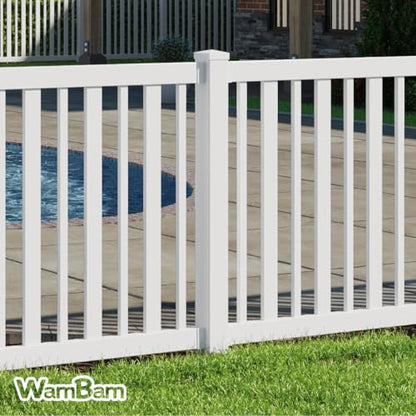 WamBam 4ft White Vinyl Finishing Post | No Dig, Steel Pipe Anchor, for Nantucket, Sturbridge, and Westport Fences, BL19042 - color: 4ft Tall Finishing Post