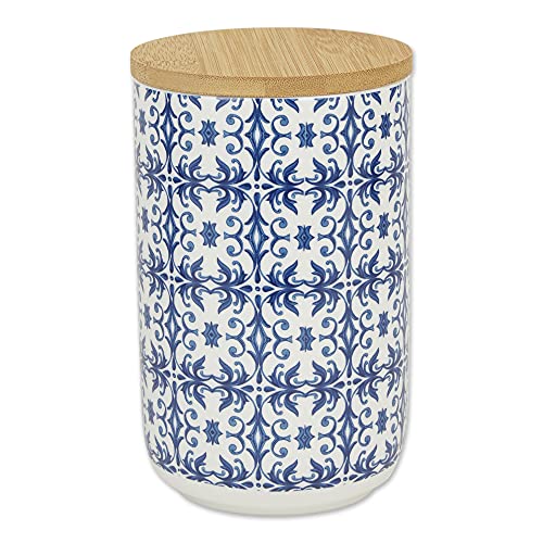 Bone Dry Ceramic Pet Treat Canister with Bamboo Lid, Dishwasher Safe, Countertop Storage, Keep Dog & Cat Treats Safe & Dry, 4x6.5", Blue Tile - color: Blue Tile, size: 4x6.5"