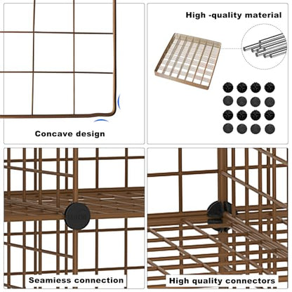 C&AHOME Wire Cube Storage, 12 - Cube Organizer Metal C Grids, Closet, Brown - color: Brown