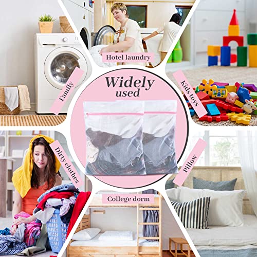 Nuenen 36 Pieces Mesh Laundry Bags Fine Mesh Wash Bags with Zipper Machine Washable Lingerie Bags for Washing Delicates Clothes Garment Underwear Blouse Hosiery Socks Travel, 16 x 20 Inches (Pink) - color: Pink, size: 16 x 20 inches