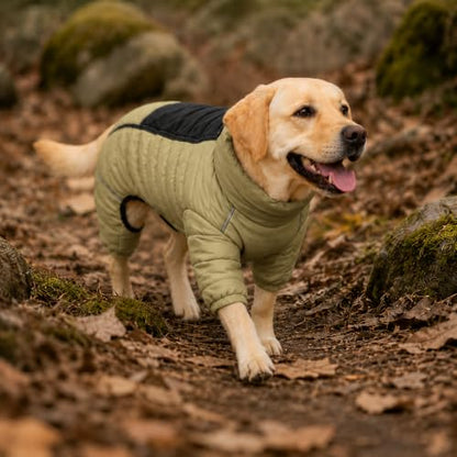 LoveLongLong Dog Coat - Warm & Waterproof Reflective Dog Jacket, Zippered & Adjustable, Olive Green, S, M, L - color: Olivegreen, size: M (11.5inch Back)