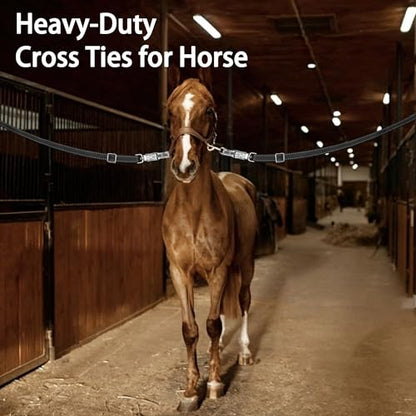 4 Pack Heavy-Duty Cross Ties for Horse - Adjustable Nylon Cross Ties with Panic Snap and Bull Snap (56.5"-98.4"), All-in-One Set with 4 Pack Tie Rings & 16 Matching Screws. (4 Pack) - color: 4 PACK