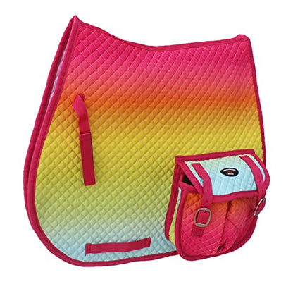 CHALLENGER Horse Quilted Aussie English All-Purpose Saddle Pad Ombre w/Pockets 72158 72158