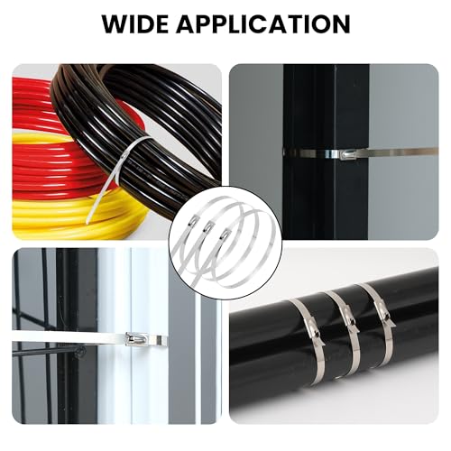100 PCS 11.8 Inch 304 Stainless Steel Metal Zip Ties - color: Silver