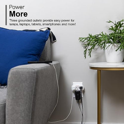 GE Outlet Extender, Guide Light, 3 Outlet Multi Plug Wall Power Splitter - size: 1 Pack
