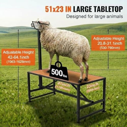 Goat Milking Stand, Metal Livestock Platform - Heavy Duty 47"X23" Metal Livestock Shearing Stand with Adjustable Height (21" to 33") & Headpiece/Nose Loop, Black - color: Black