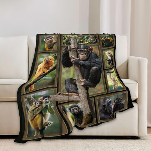 Monkey Blanket Chimpanzee Animal Throw Blankets 50"x40" - color: Monkey, size: 50"x40"