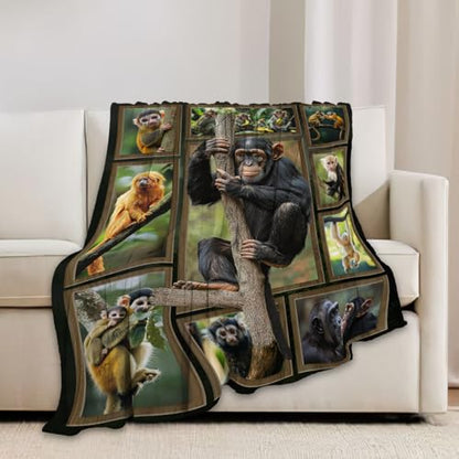 Monkey Blanket Chimpanzee Animal Throw Blankets 50"x40" - color: Monkey, size: 50"x40"