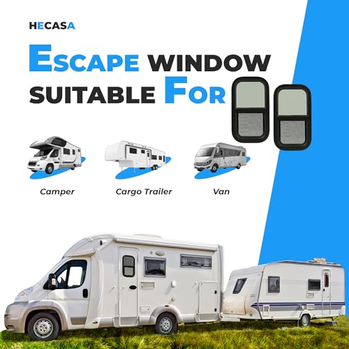 HECASA RV Window 12" W x 22" H for Trailer Cargo Camper Vertical Sliding