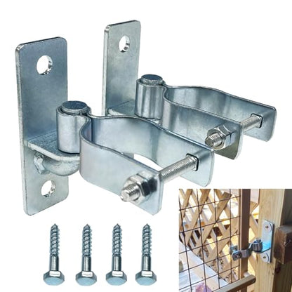 2Pcs Heavy Duty Gate Hinges, 1-3/8" Wall Mount Hinge for Chain Link Fence & Wood Gate, Steel Outdoor Gate Hardware, Farm Gate Hinges & Fence Parts