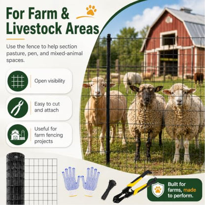 Black PVC Coated Welded Wire Fence 24 in x 100 ft, 16 Gauge 2 x 4 Inch Mesh Roll, Garden Fencing for Chicken Coop, Poultry, Yard, Pet and Plant Protection - size: 2"x4" 16GA 24"x100'