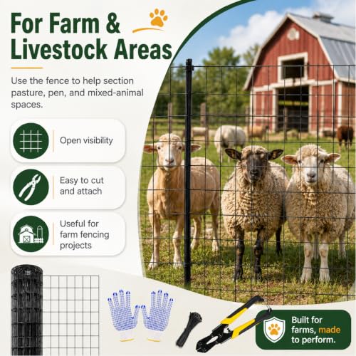 Black PVC Coated Welded Wire Fence 36 in x 100 ft, 16 Gauge 2 x 4 Inch Mesh Roll, Garden Fencing for Chicken Coop, Poultry, Yard, Pet and Plant Protection - size: 2"x4" 16GA 36"x100'