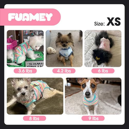 FUAMEY Recovery Suit for Dogs After Surgery,Soft Breathable Dog Bodysuit - color: Mint Green Stripes, size: Xs(back:8.3-11.4in,wt:4-7lbs)
