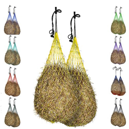 Majestic Ally Hay Net, Set of 2, Length - 54”, Holes 3"x3" for Horses - color: Yellow