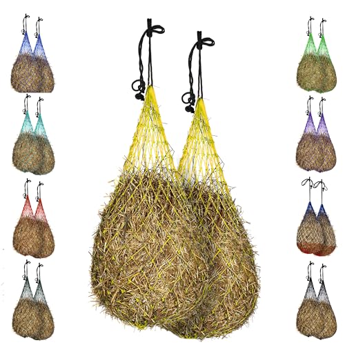 Majestic Ally Hay Net, Set of 2, Length - 54”, Holes 3"x3" for Horses - color: Yellow