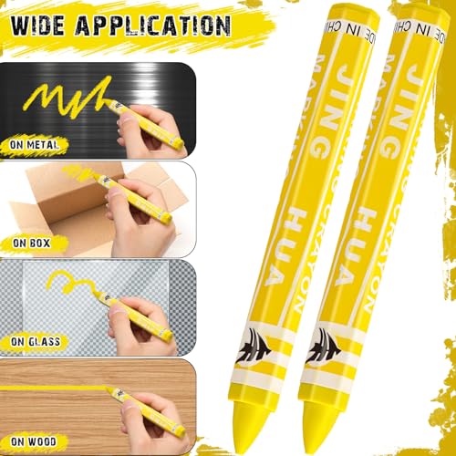 MotiMind 120 Pcs Industrial Lumber Crayons Bulk Wax Tire Marker Construction Marker for Craft Detailed Marking on Lumber Metal Carton Ceramics Concrete Glass Plastic 4.45" x 0.43" (Yellow) - color: Yellow