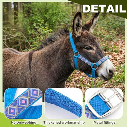 1 Set Mini Donkey Halter with Lead Rope Adjust, Lake Blue - color: Lake Blue