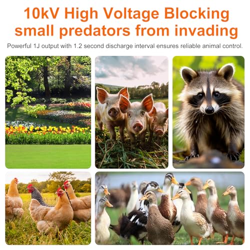 FarmNix 10KV Electric Fence Charger with LED Indicator, 5 Miles Electric Fence 1 Joules Pulse Energy,Waterproof Electric Fence Kit Suitable for Farm Animals,Pets,Poultry,Ranches and Gardens