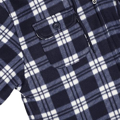 Facitisu Winter Heavy Warm Sherpa Lined Fleece Plaid Flannel Jacket Men Plus Size S-5XL Big&Tall Mens Coat - color: A-navy 01, size: Medium