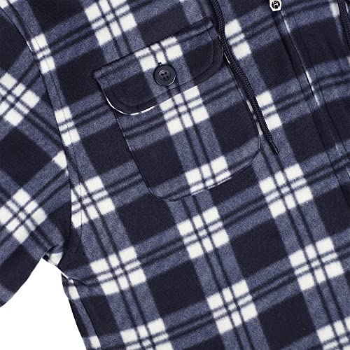 Facitisu Winter Heavy Warm Sherpa Lined Fleece Plaid Flannel Jacket Men Plus Size S-5XL Big&Tall Mens Coat - color: A-navy 01, size: X-Large