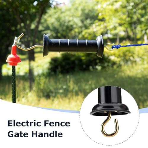 4 Pcs Plastic Electric Fence Gate Handle Insulators Spring Black Connector