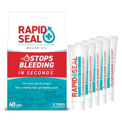 Rapid-Seal Hemostatic Wound Gel, 5 Tube, Stops Bleeding in Seconds - size: 5 Tubes (0.5 Fl Oz Each)