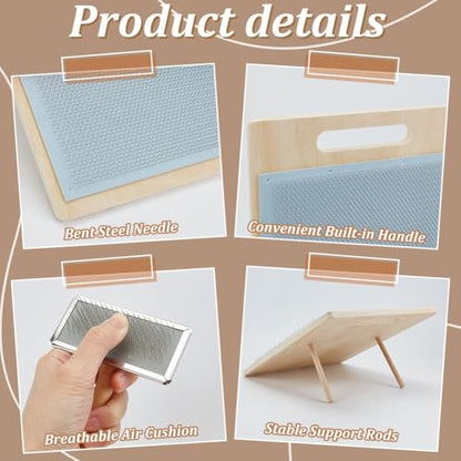 WEBEEDY Wool Blending Board Carding Brush Set with Wool Brush,Felt Ironing Pad,2 Wood Craft Sticks Wools Hand Carders for Organize Fibers Felt Needle Tools DIY Arts Crafts Project