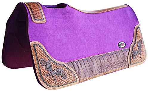 Horse Western Contoured Wool Felt Therapeutic Saddle Pad Black 39208 - color: Purple/Brown