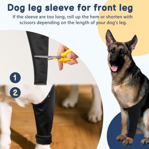 BARKLESS Dog Leg Sleeve for Front Single Leg After Surgery to Stop Licking - size: M(Leg Height 9.5-11.5")