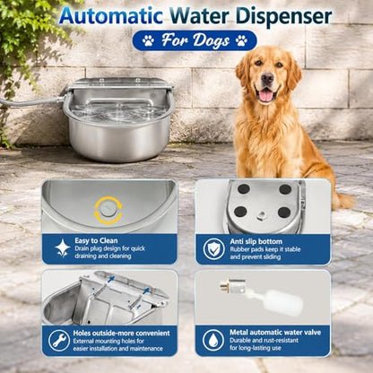 BWOGUE Automatic Water Dispenser for Dogs,1Gal Outdoor Automatic Water Bowl