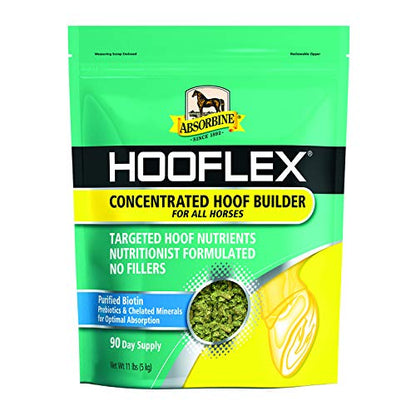 Absorbine Hooflex Horse Hoof Builder Supplement, 11 lb / 90 Days | Pellets, Nutritionist Formulated, Farrier Approved, Purified Biotin, Prebiotics, Chelated Minerals, No Fillers
