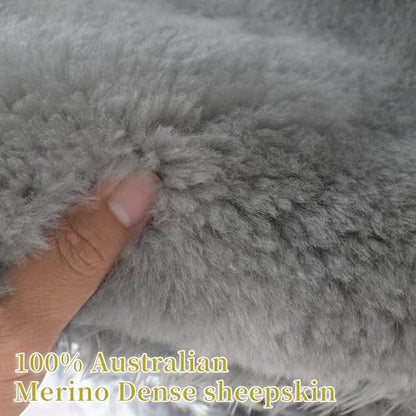 Aegis Cover Sheepskin Seat Cover Genuine Australian Merino Wool Front Seat Cover Luxury Dense Pelt Universal Fit for Most Cars, SUVs, Trucks, Bucket-Style, 54 X 22 Inches (Grey) - color: A Grey