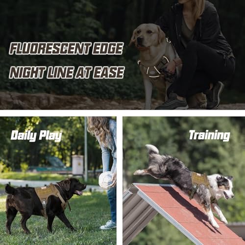AUROTH Tactical Dog Harness for Extra Large Dogs, Heavy Duty No Pull Vest - color: Army yellow, size: XXL(Neck:21.7-36.7",Chest:28.3-44.1")