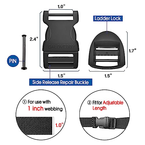 1" Buckle Quick Side Release Buckle,Adjustable No Sewing Clip,Plastic Replacement for Nylon Webbing Straps,Backpack Pack Belt - color: 1 Inch 2pcs