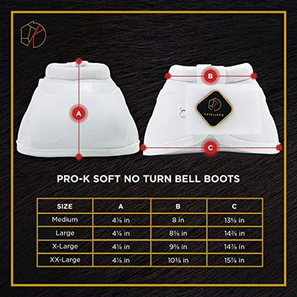 Kavallerie PRO-K Soft No Turn Bell Boots Ultimate Hoof Protection, with Anti-Spin Fastening System, Durable & Prevents Overreaching - color: White, style: Bell Boots (Pro-K)