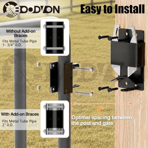 2 Way Gate Latch, Heavy Duty Lockable Two Way Farm Gate Latch for Metal Tube Gates, Livestock, Horse Corral, Ranch, Stable, Self-Locking Fence Gate Hardware, 1 Pack