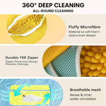 Shoe Washing Bag for Laundry Machine – Heavy-Duty Sneaker Laundry Bag Protector with Thick Microfiber Cushion, Zipper Cover & Mesh Sides – Shoe Cleaner Bag for Washer & Dryer (Yellow) - color: Yellow