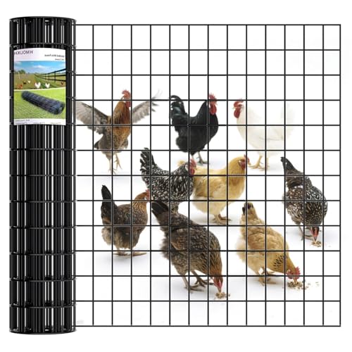 Black Vinyl Coated Welded Mesh Fence 24" x 50ft PVC Chicken Wire Fencing 16 Gauge 2" x 3" Gap for Vegetable Garden, Yard,Animal Protection,Pet Enclosures DIY Projects Poultry Netting - size: 24" x 50 ft