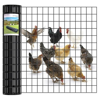 Black Vinyl Coated Welded Mesh Fence 24" x 50ft PVC Chicken Wire Fencing 16 Gauge 2" x 3" Gap for Vegetable Garden, Yard,Animal Protection,Pet Enclosures DIY Projects Poultry Netting - size: 24" x 50 ft