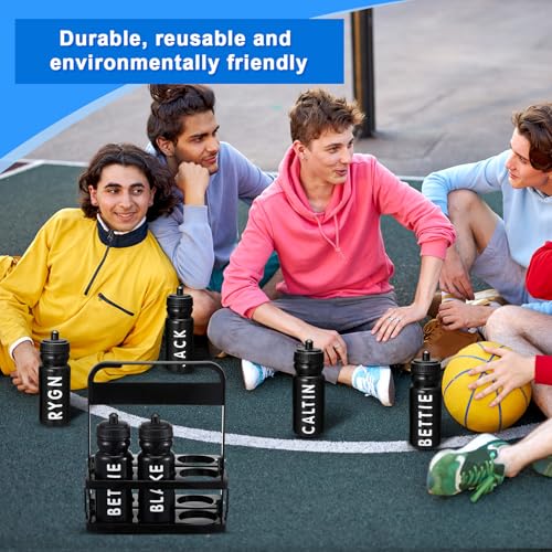 Suclain Squeeze Water Bottles with Carrier, 14 Pcs, Black - color: Black