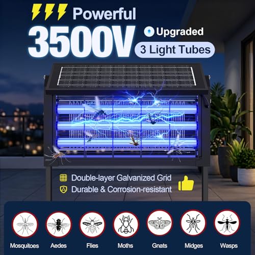 Solar Bug Zapper Outdoor with Stand, Waterproof Mosquito Zapper